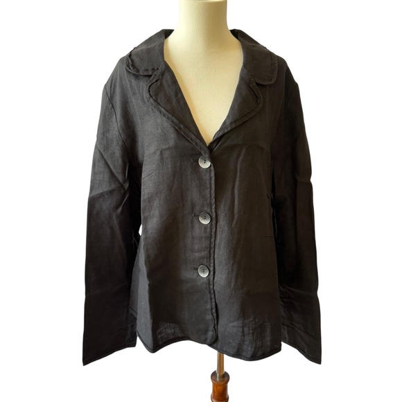 J JILL LINEN BLAZER JACKET TOPPER CAPSULE WARDROBE BREATHABLE NATURAL FIBER LG - Picture 2 of 13